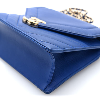 Chanel Calfskin Quilted Chevron Small Single Flap Blue 10 of 10