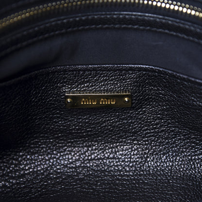 Miu Miu Goatskin Madras Top Handle Tote Black 10 of 12