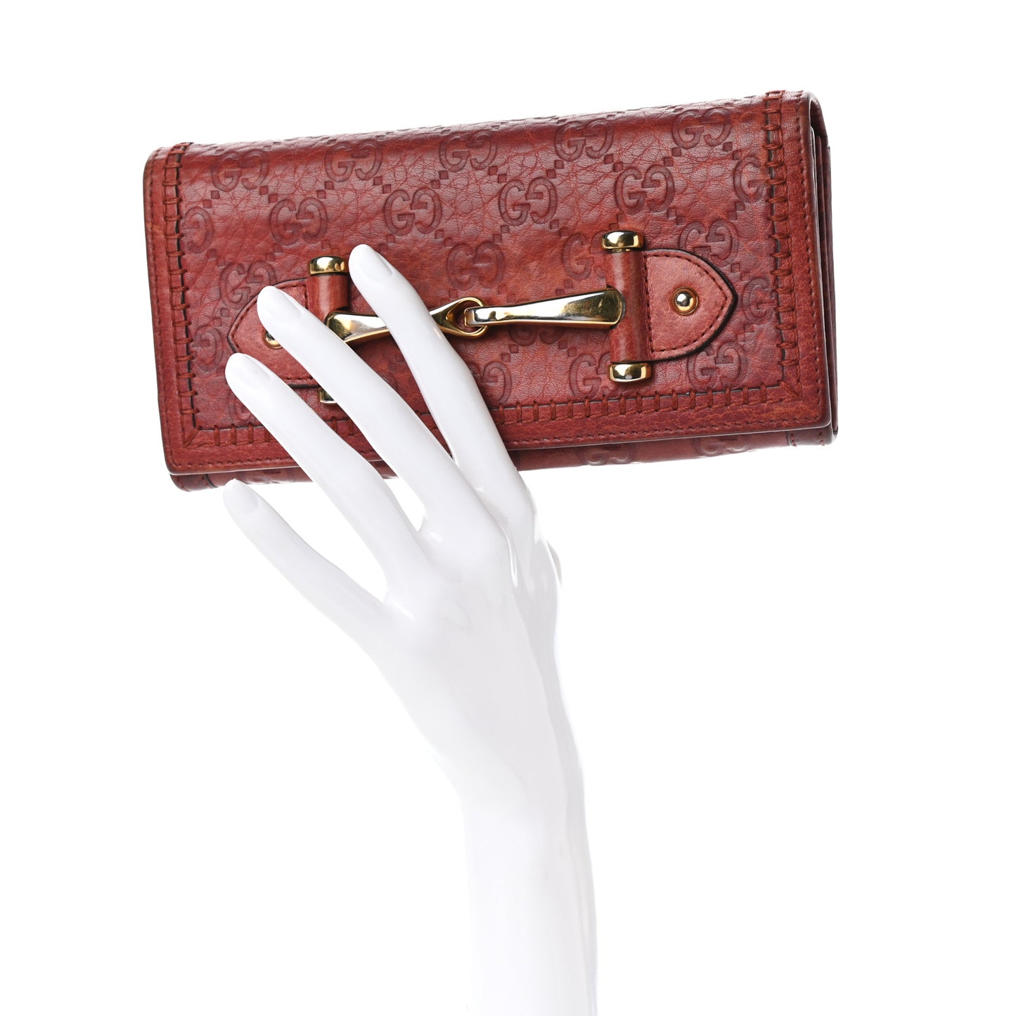 Guccissima Horsebit Continental Wallet Red