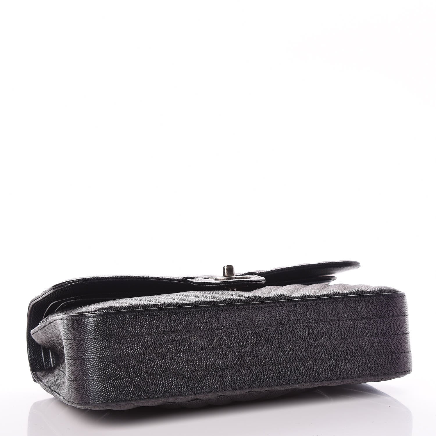 Chanel Iridescent Caviar Chevron Quilted Medium Double Flap Black 4 of 10