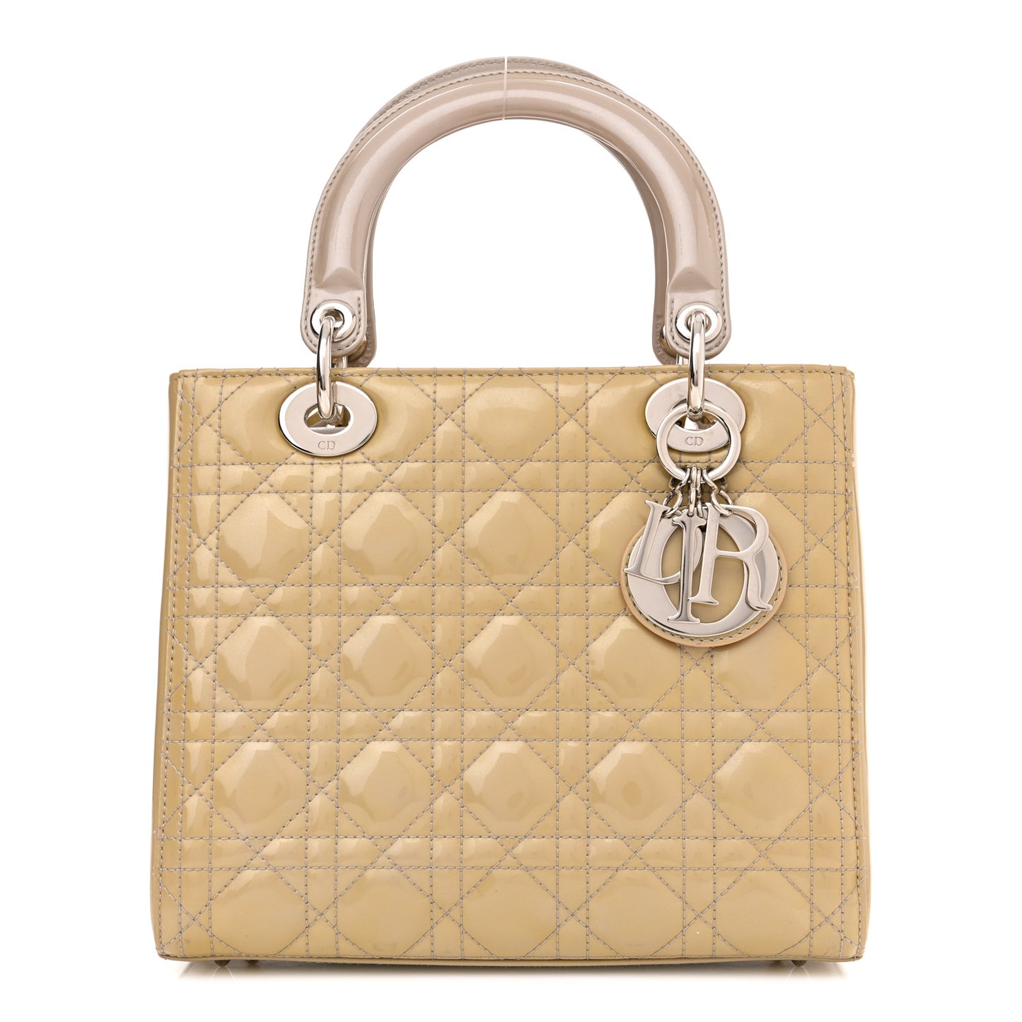 Patent Cannage Medium Lady Dior Beige