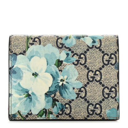 Gucci GG Supreme Monogram Blooms Card Case Wallet Beige Blue Navy Hibiscus Red 1 of 8