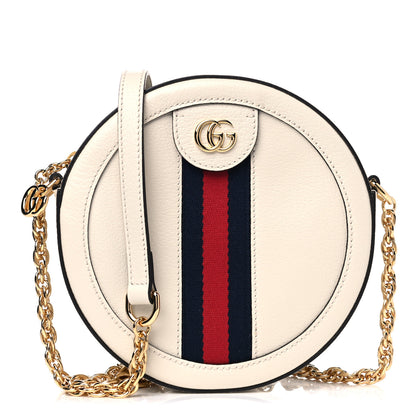 Gucci Textured Calfskin Web Mini Ophidia Round Shoulder Bag Mystic White 1 of 6