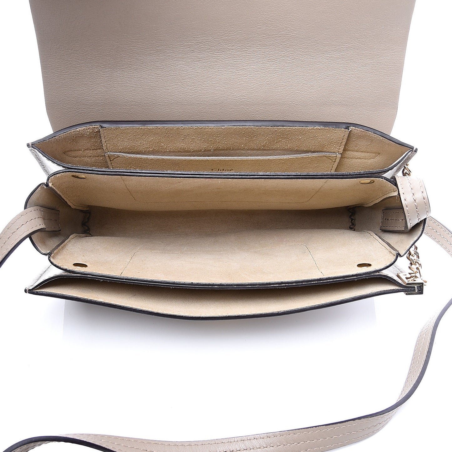 Suede Calfskin Small Faye Shoulder Bag Motty Grey