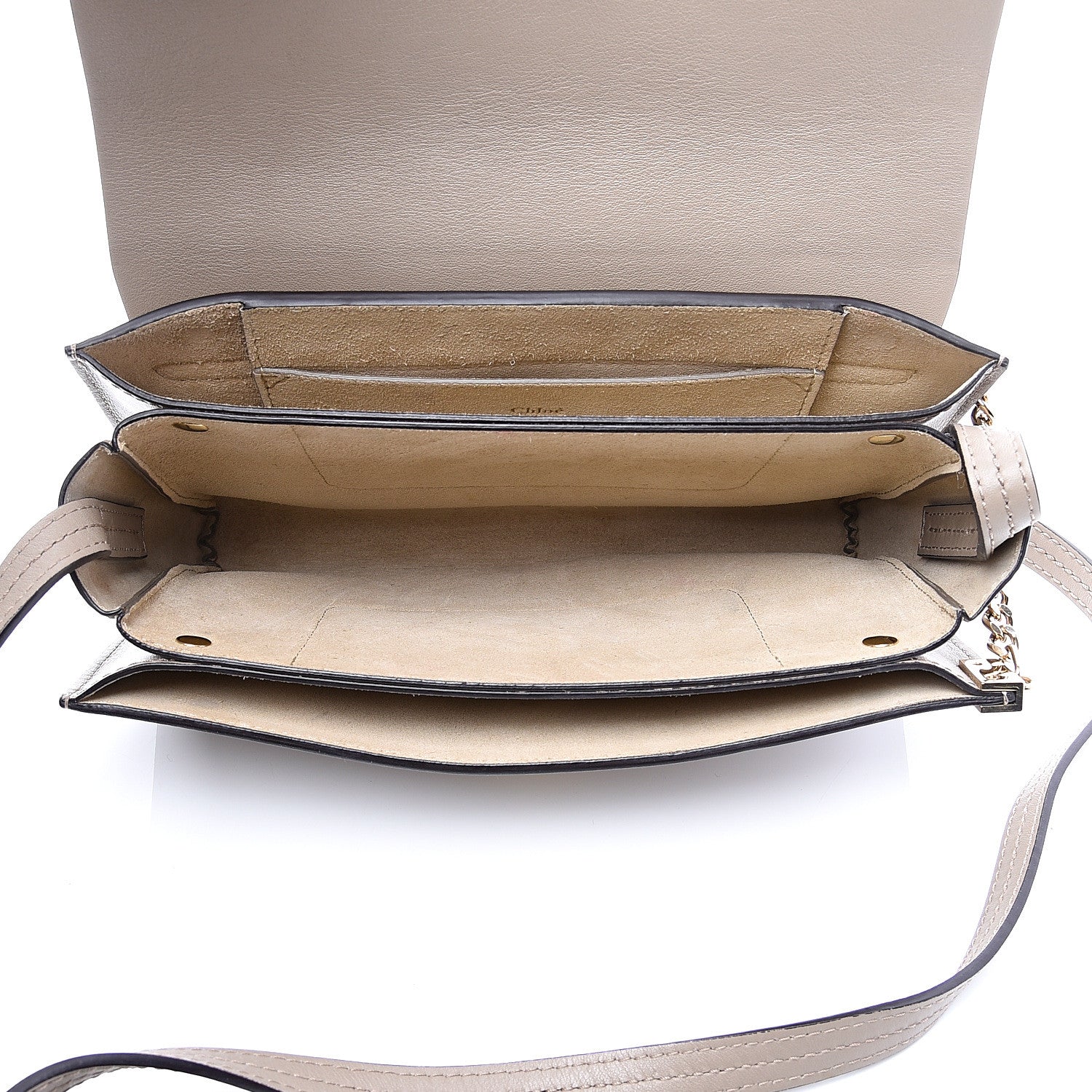 Chloe Suede Calfskin Small Faye Shoulder Bag Motty Grey 4 of 8