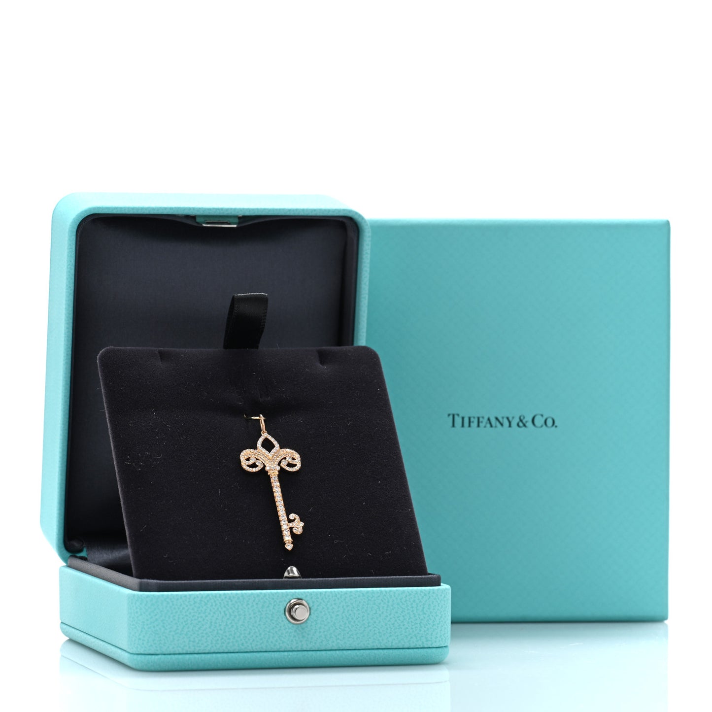 18K Rose Gold Diamond .54ct Fleur De Lis Key Pendant
