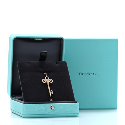 Tiffany 18K Rose Gold Diamond .54ct Fleur De Lis Key Pendant 4 of 4