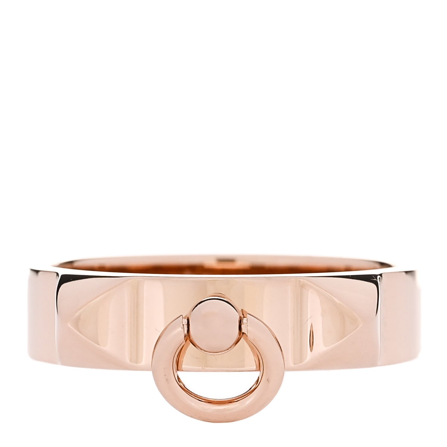 Hermes 18K Rose Gold PM Collier De Chien Ring 57 8 1 of 5