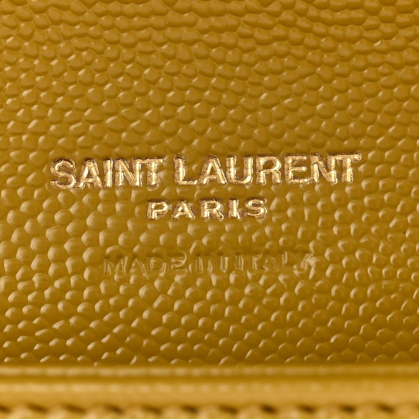 SAINT LAURENT Grain De Poudre Matelasse Chevron Monogram Envelope Clutch Mustard