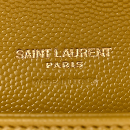 Saint Laurent SAINT LAURENT Grain De Poudre Matelasse Chevron Monogram Envelope Clutch Mustard 6 of 7