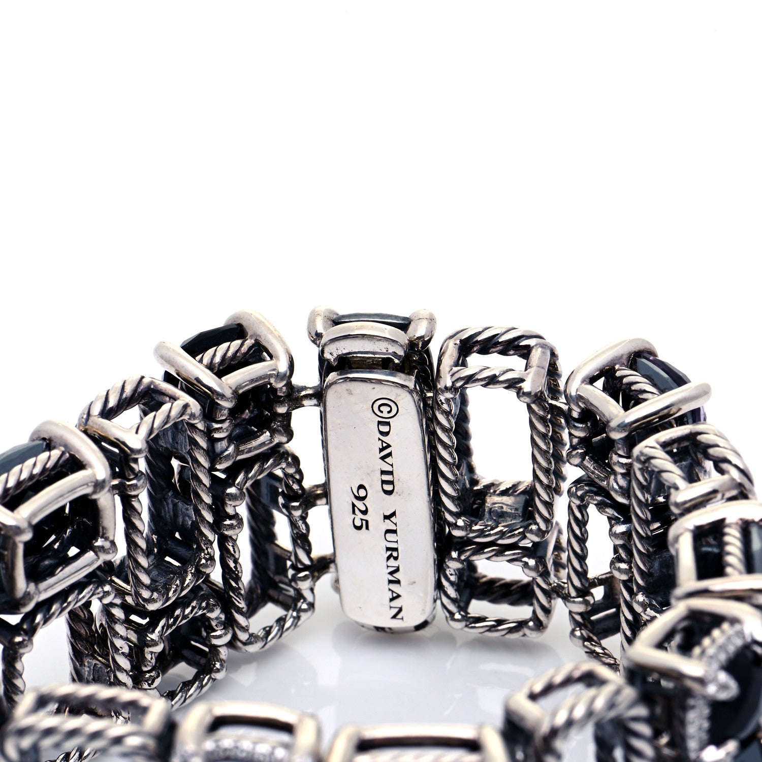 David Yurman Sterling Silver Diamond Black Orchid Hematite Onyx Mosaic Bracelet 4 of 7