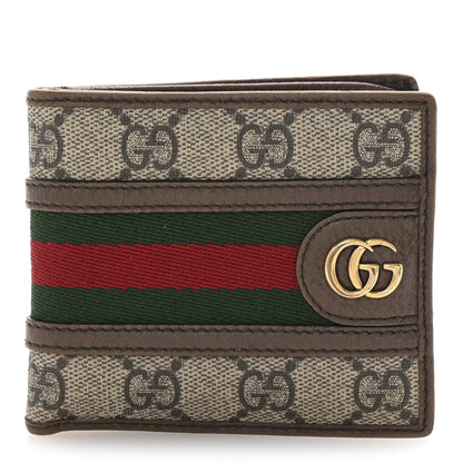 Gucci GG Supreme Monogram Web Mens Ophidia Bi-Fold Coin Wallet Beige New Acero 1 of 7