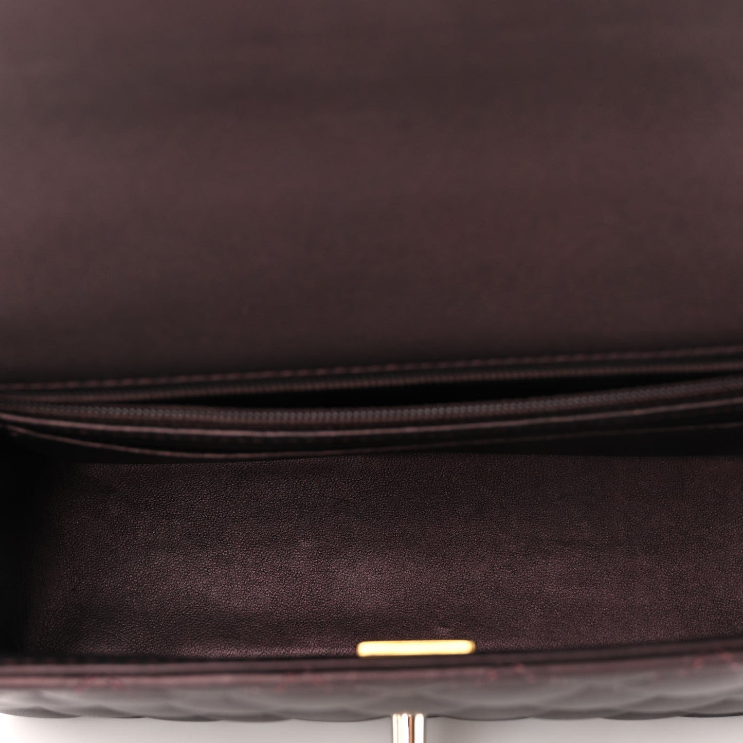 Iridescent Lambskin Quilted Mini Top Handle Rectangular Flap Burgundy