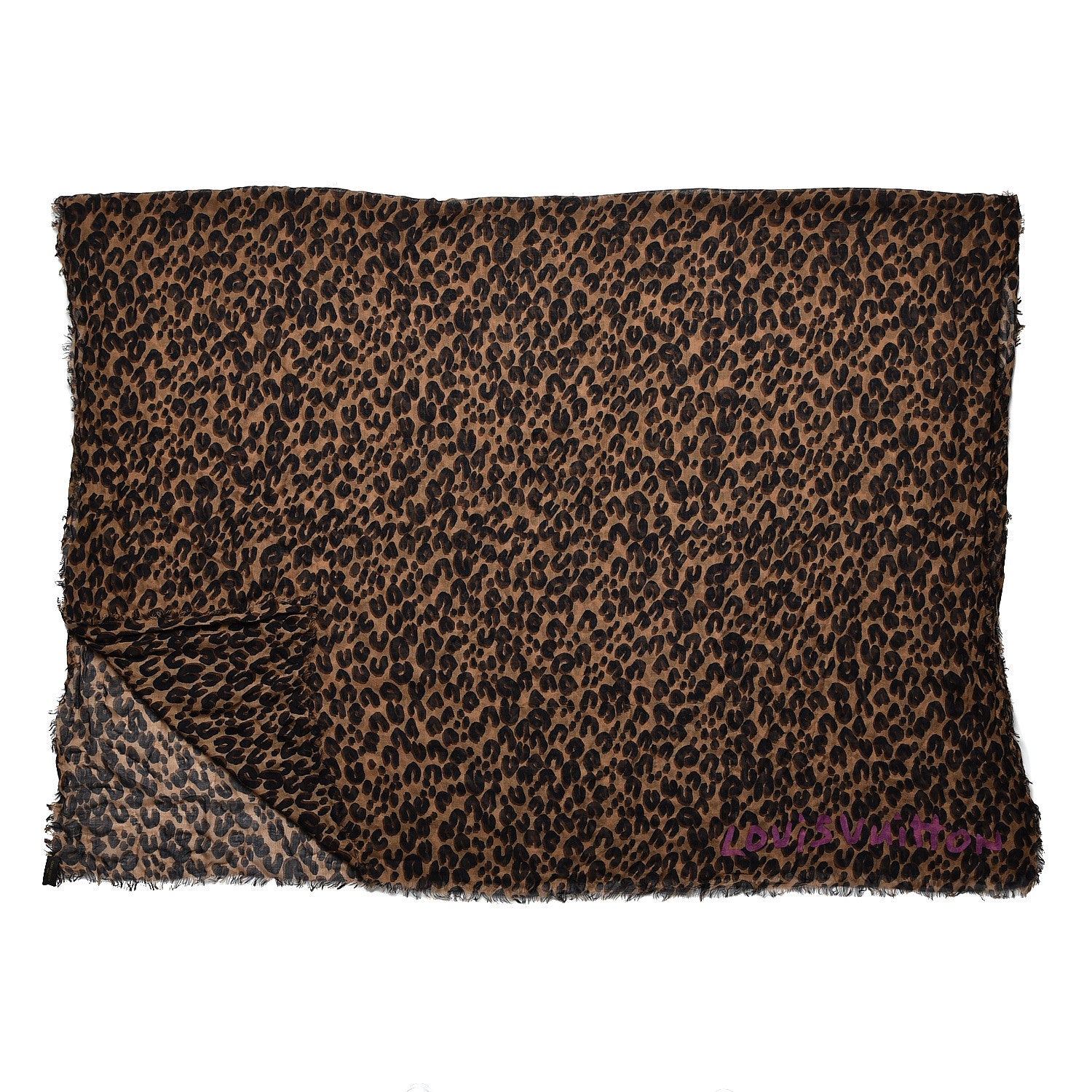 Louis Vuitton Cashmere Silk Leopard Etole Stole Marron 4 of 5