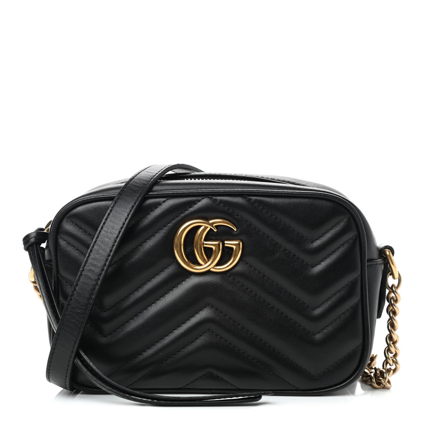Calfskin Matelasse Mini GG Marmont Chain Shoulder Bag Black