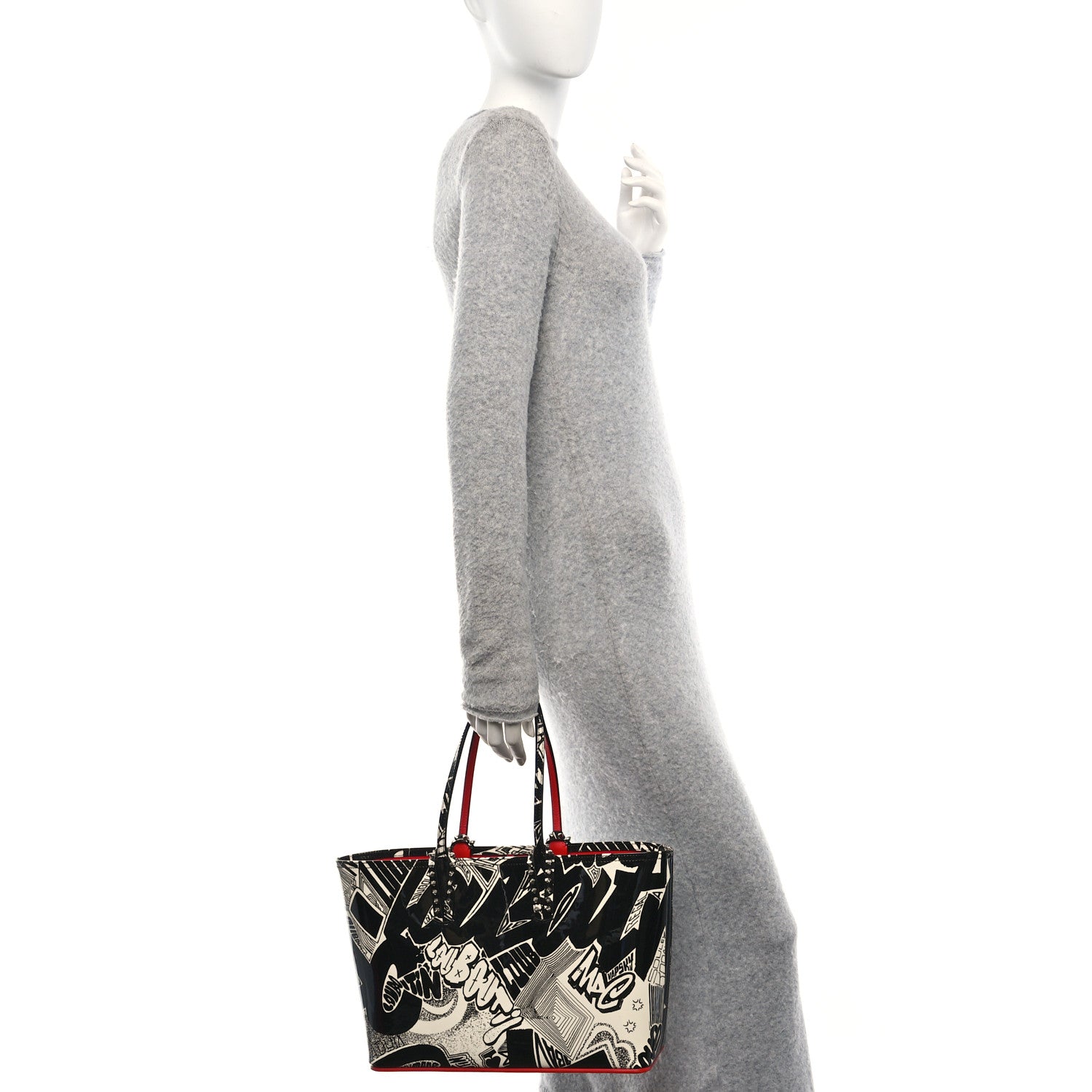 Christian Louboutin Patent Metro Graf Spikes East West Cabata Tote Black 2 of 11