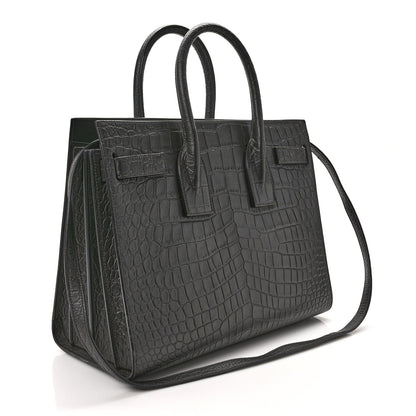 Saint Laurent Calfskin Crocodile Embossed Small Sac de Jour Fog 3 of 8