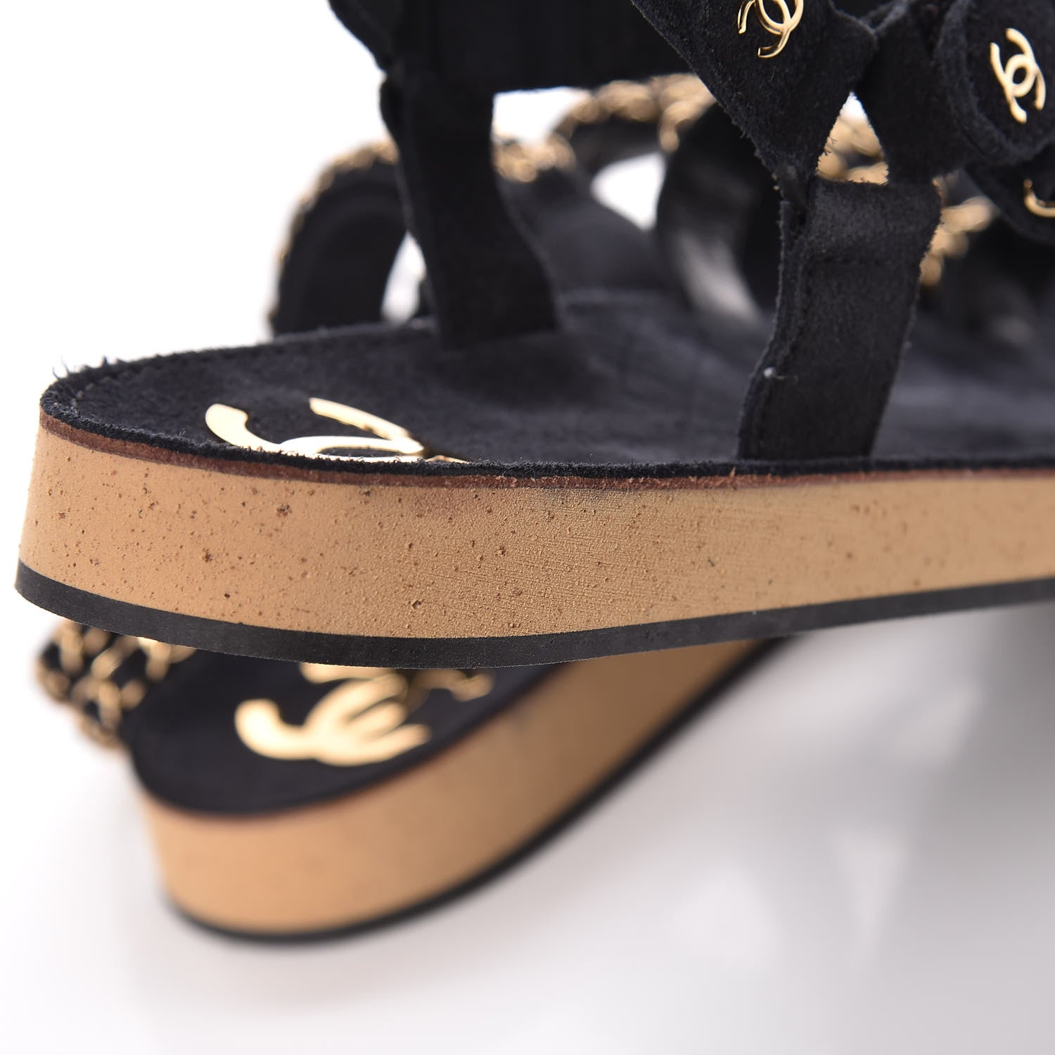 Chanel Suede Chain Flat Sandals 41 Black 10 of 11
