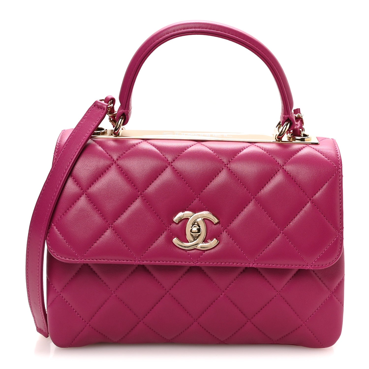 Chanel Lambskin Quilted Small Trendy CC Flap Dual Handle Bag Dark Pink 1 of 11