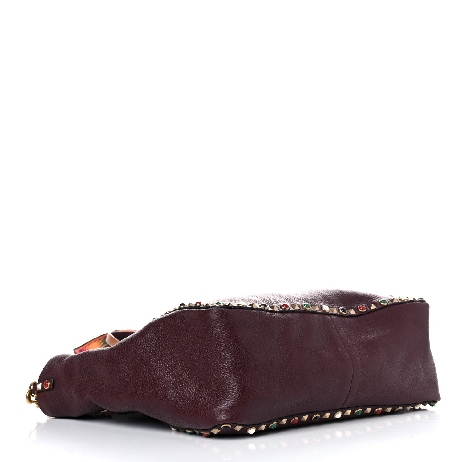 Valentino Garavani Stampa Alce Calfskin Medium Guitar Strap Rockstud Rolling Reversible Tote Light Cuir Rubin 17 of 29