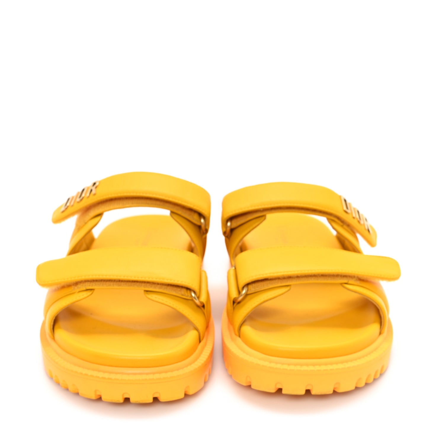 Lambskin Dioract 10mm Slide Sandals 36.5 Amber Yellow