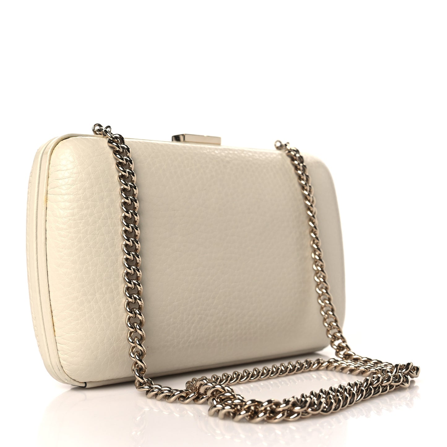 Pebbled Calfskin Soho Hard Case Clutch White