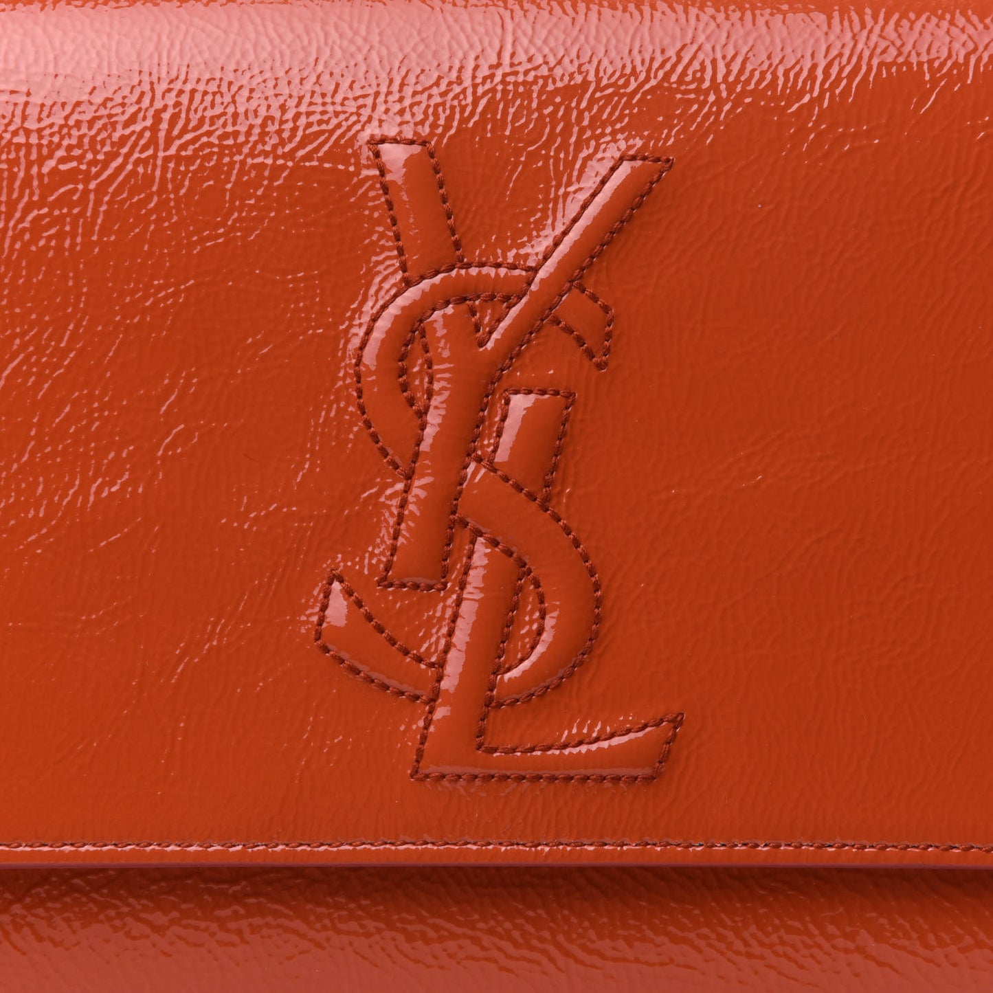 Textured Patent Monogram Large Belle De Jour Clutch Orange