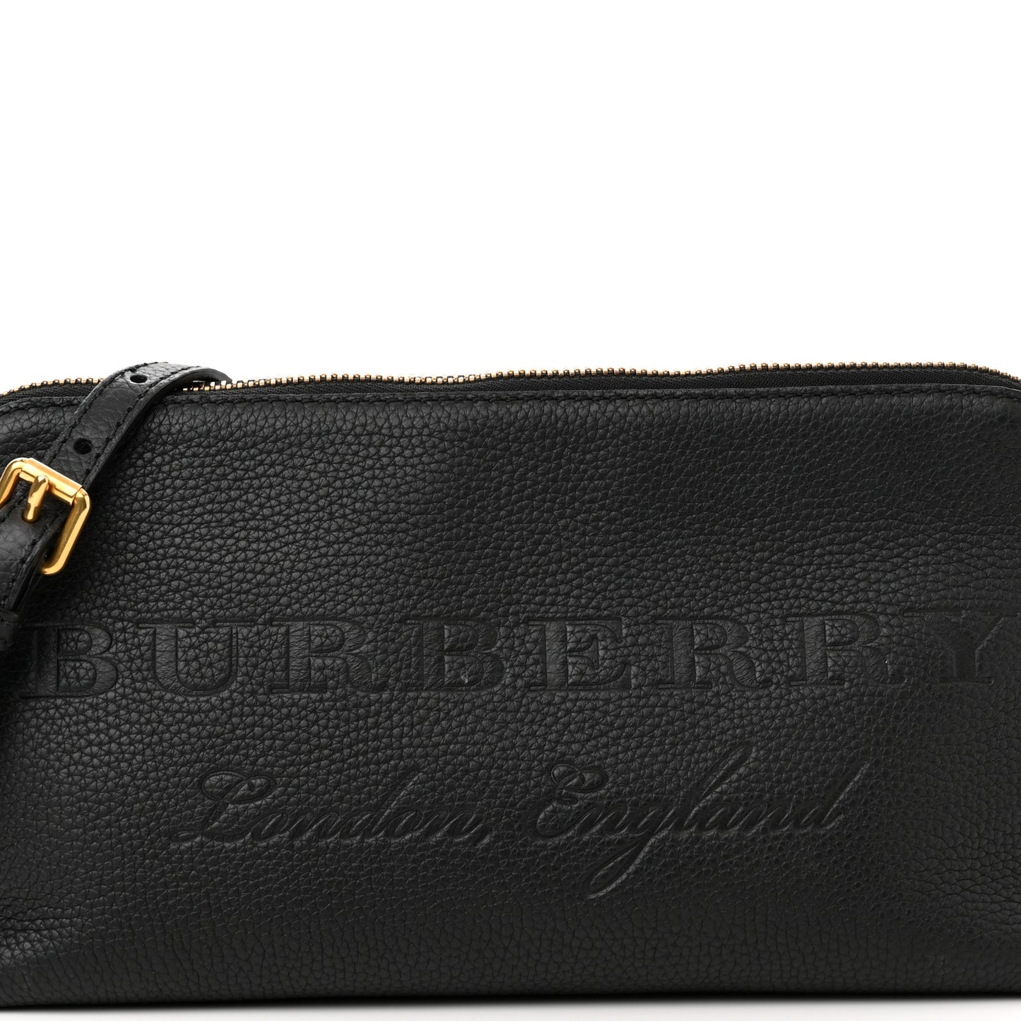 Grainy Calfskin Embossed Crossbody Bag Black