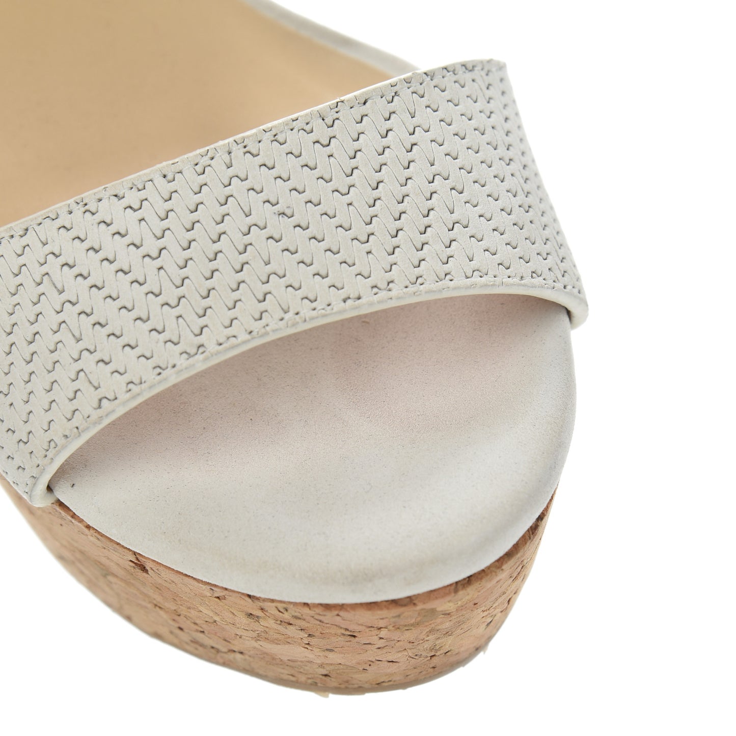 Nubuck Embossed Cork Portia 120 Wedge Sandals 37 Latte