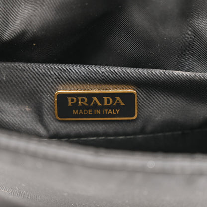 Prada Tessuto Nylon Crystal Chain Flap Shoulder Bag Black 6 of 12