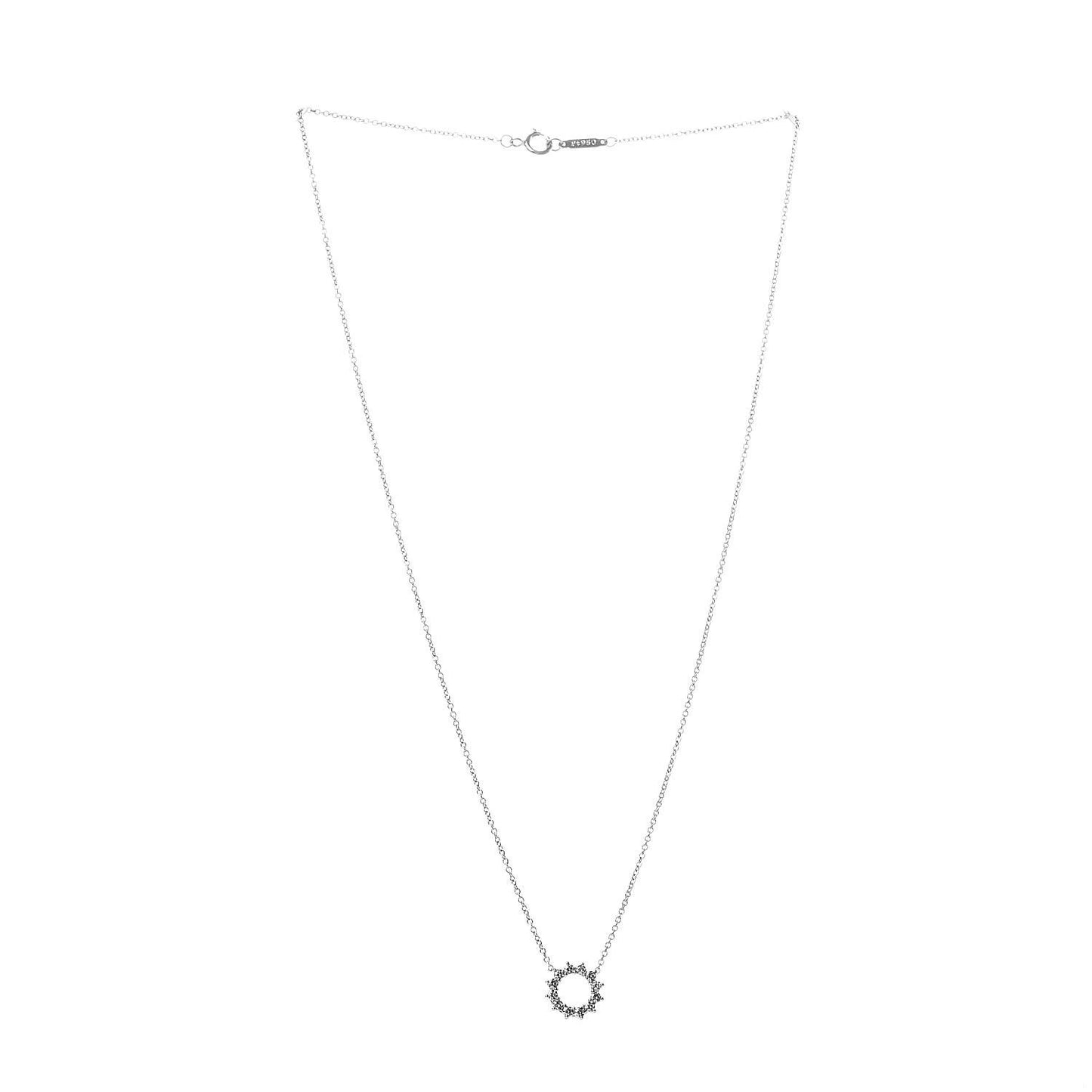 Platinum Diamond Mini Open Circle Pendant Necklace