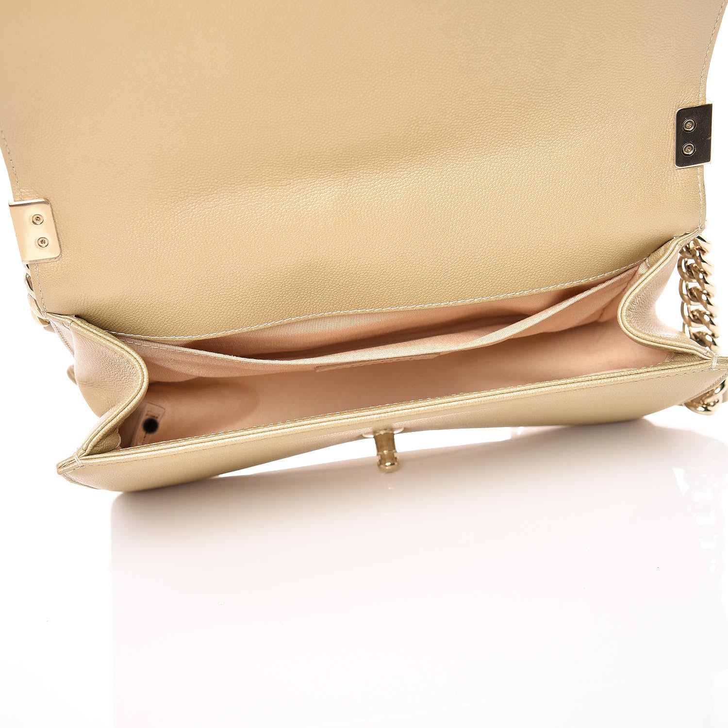 Chanel Pearly Caviar Quilted Medium Boy Flap Light Gold 5 of 13
