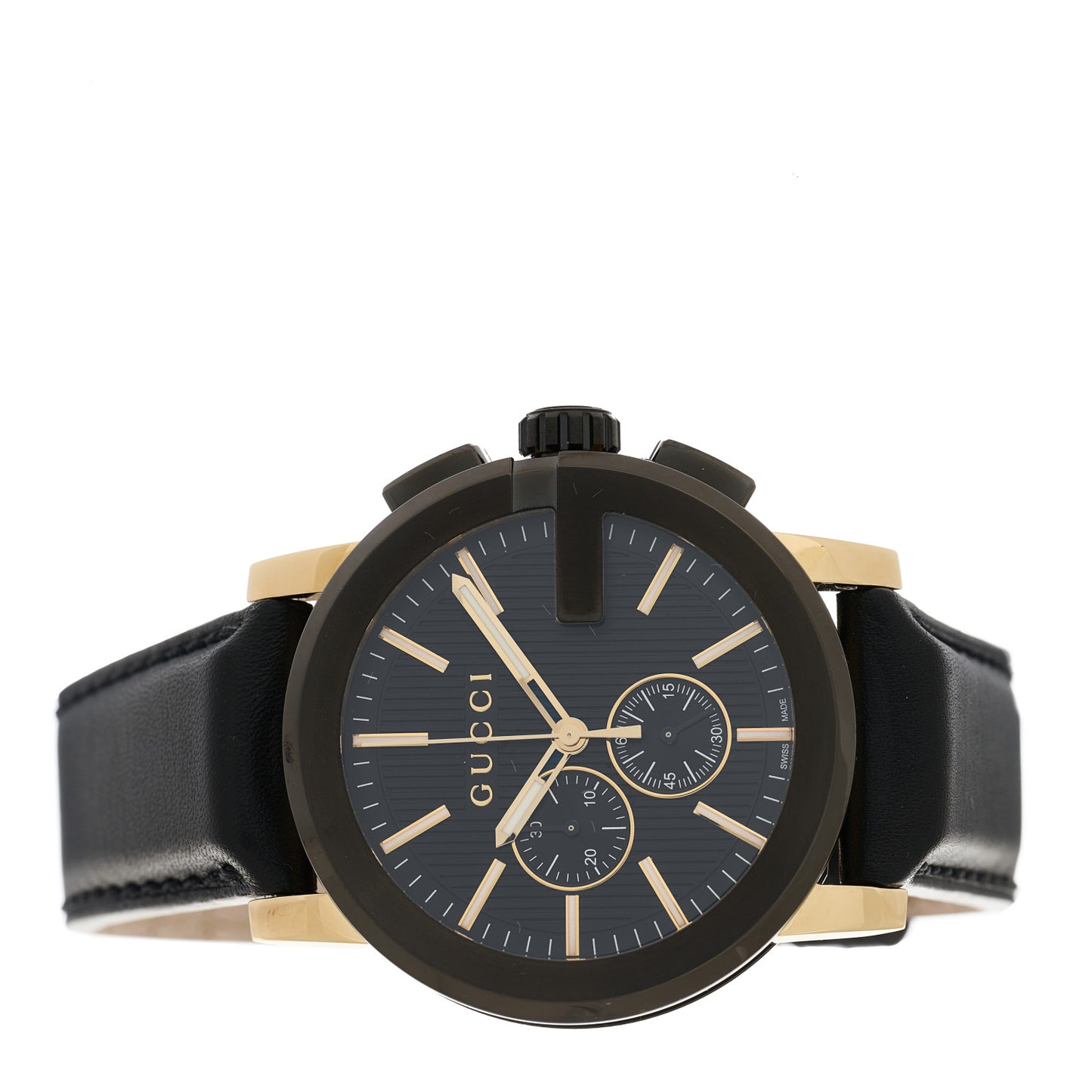 PVD Stainless Steel Calfskin 44mm G-Chrono Quartz Watch Black