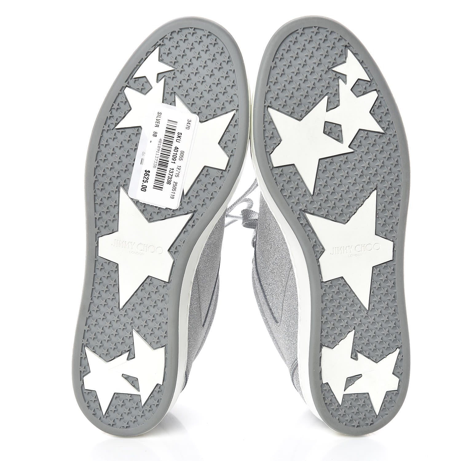 Jimmy Choo Glitter Miami Sneakers 38 Silver 7 of 11