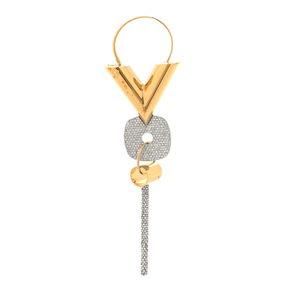 Louis Vuitton Crystal Essential V Single Hoop Earring Gold 1 of 5