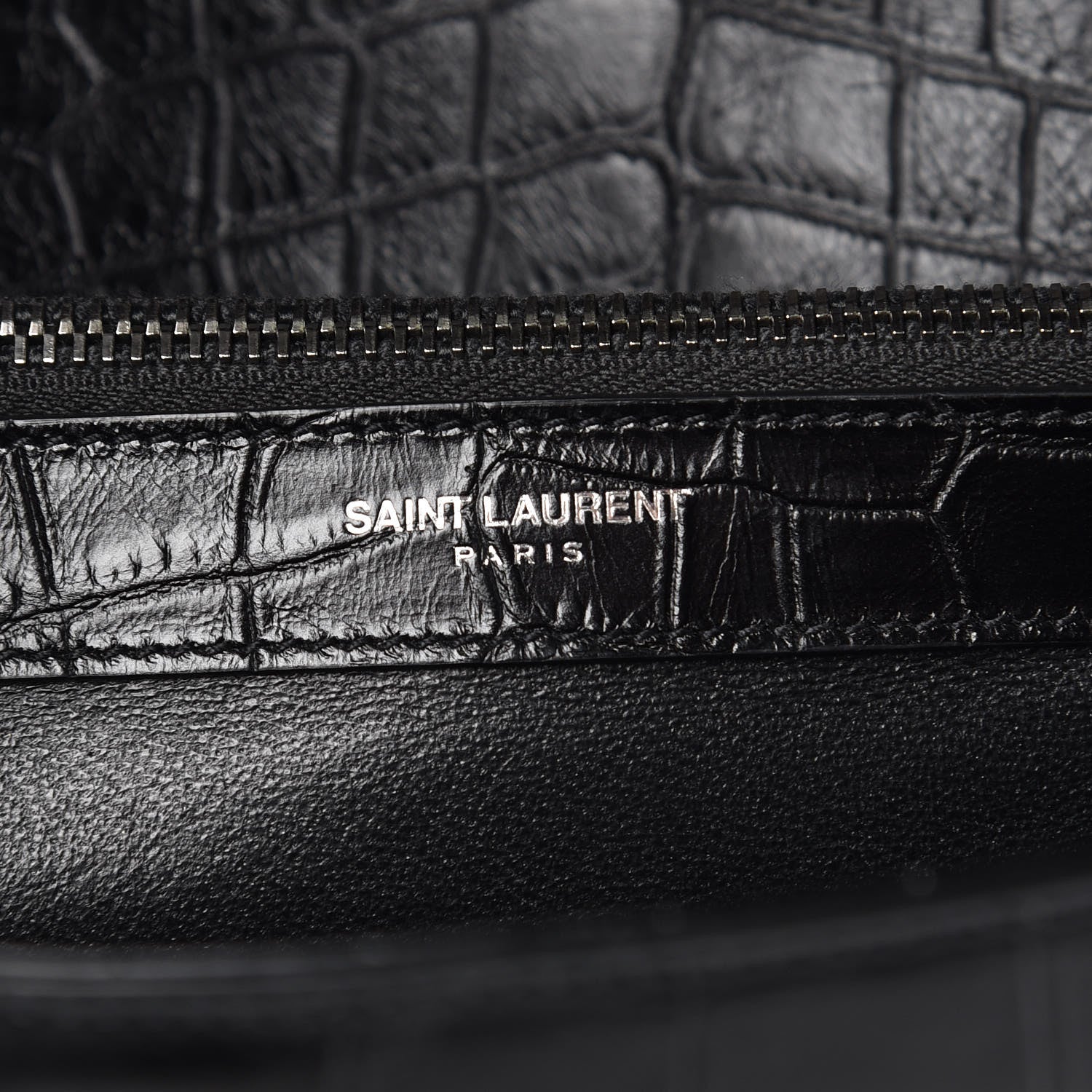 Saint Laurent Calfskin Crocodile Embossed Monogram Large College Satchel Black 7 of 11