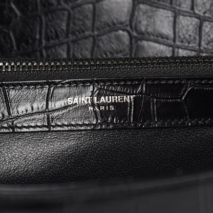 Saint Laurent Calfskin Crocodile Embossed Monogram Large College Satchel Black 7 of 11