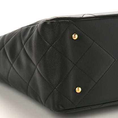 Chanel Calfskin Quilted Book Pocket Shopping Tote Black 10 of 12