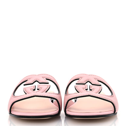 Gucci Cosmos Softy Calfskin Interlocking G Cut Out Slide Sandals 37 Candy Cotton 3 of 13