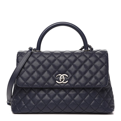 Chanel Caviar Quilted Medium Coco Handle Flap Navy Blue 1 of 9