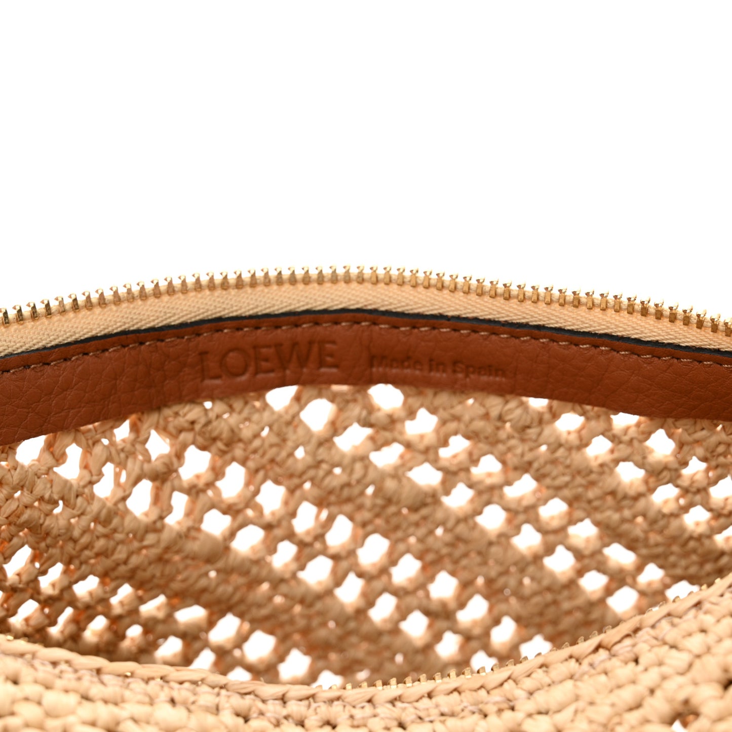 Raffia Calfskin Paula's Ibiza Bracelet Pouch Natural Tan