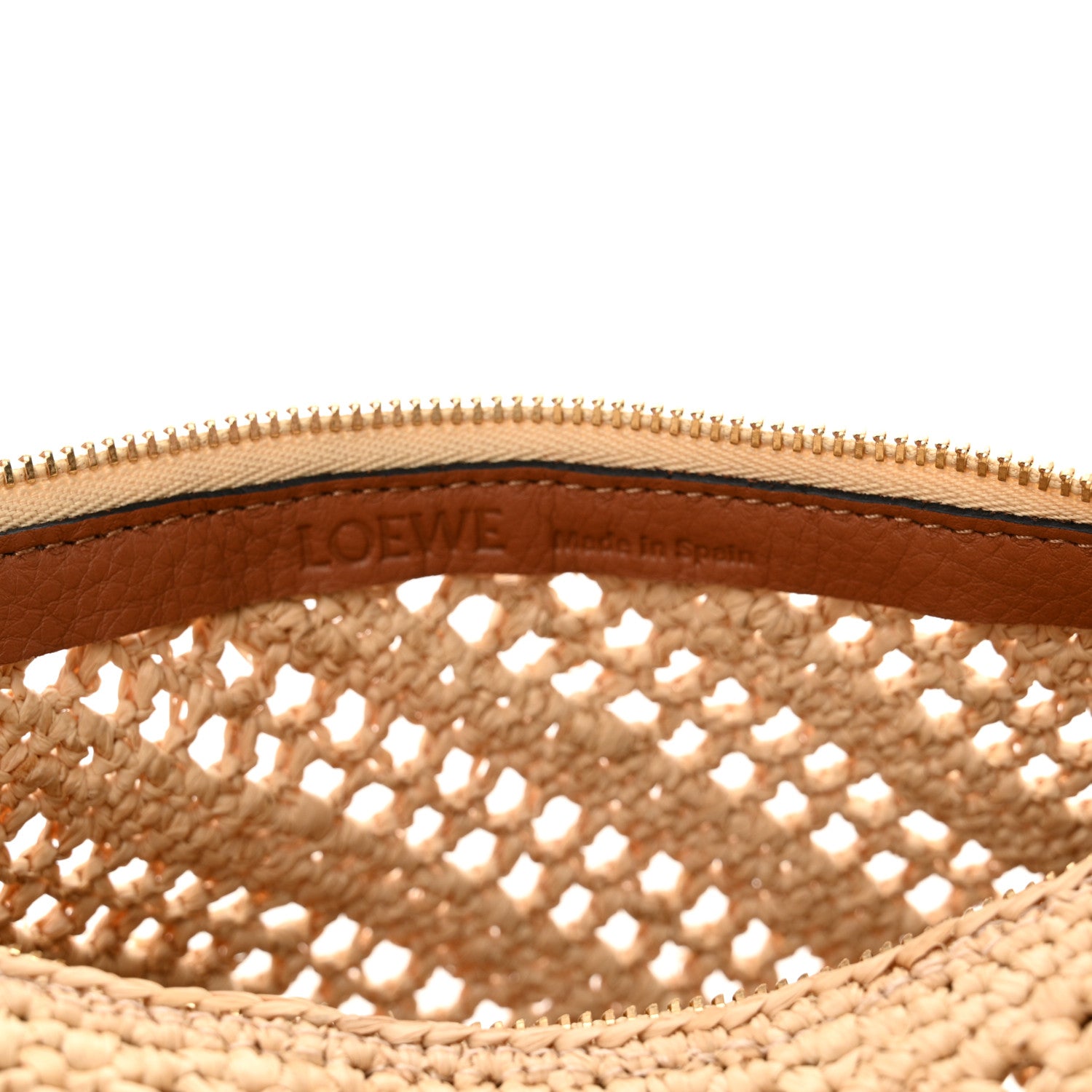Loewe Raffia Calfskin Paula's Ibiza Bracelet Pouch Natural Tan 6 of 10