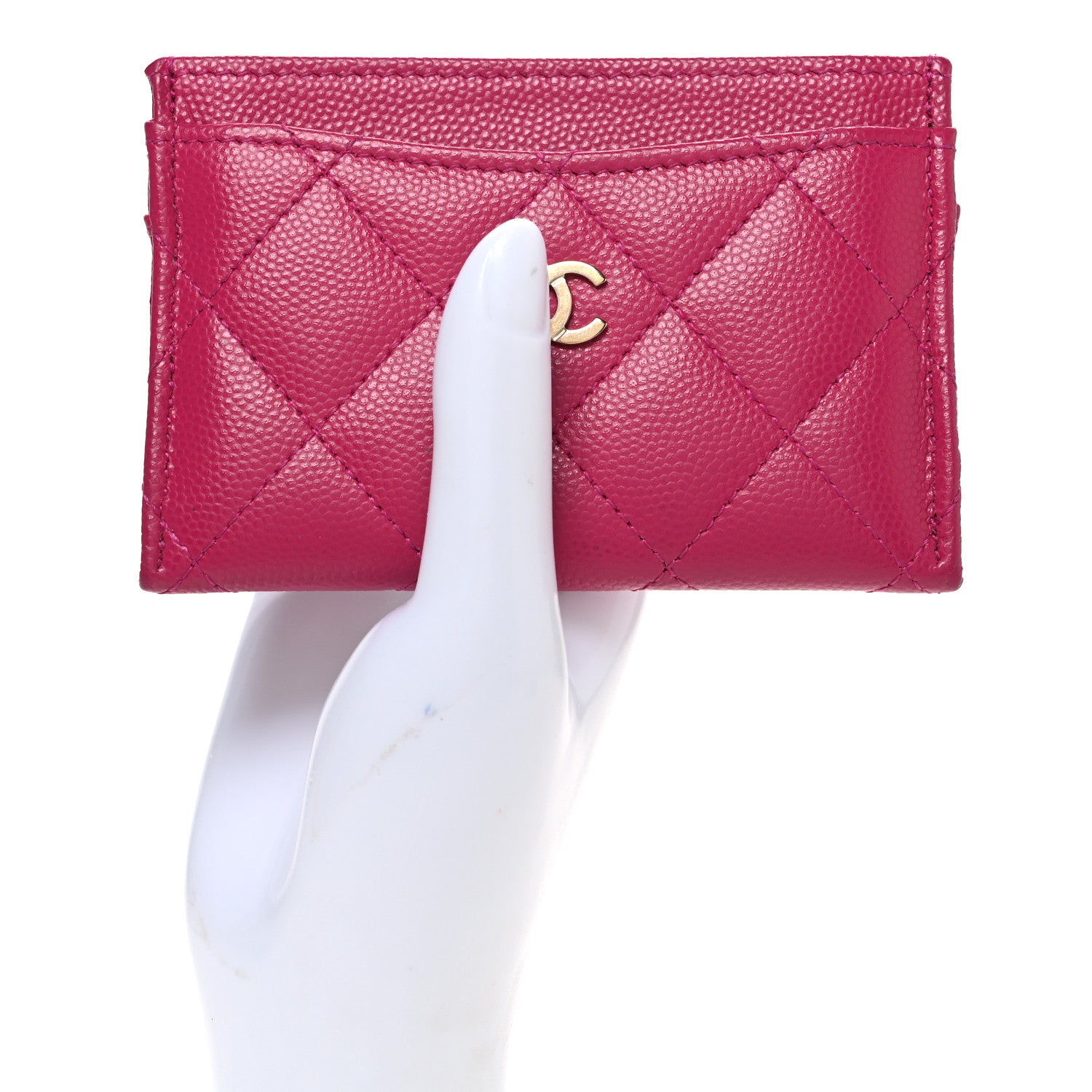 Chanel Caviar Quilted Card Holder Dark Pink 2 of 8