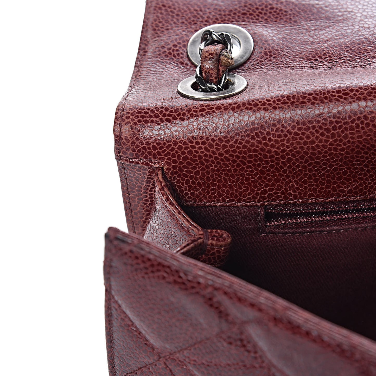 Crumpled Grained Calfskin Medium CC Crave Flap Bordeaux