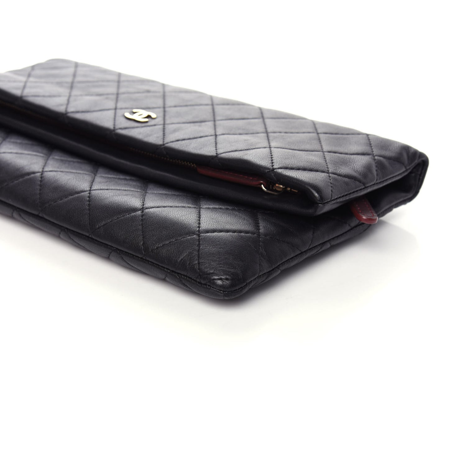 Lambskin Quilted CC Beauty Clutch Black