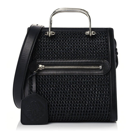 Alexander McQueen Raffia Calfskin The Short Story Tote Bag Black 1 of 10