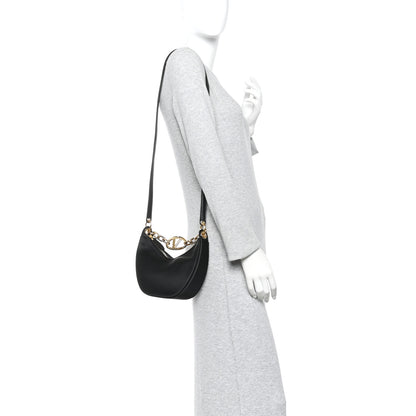 Valentino Garavani Satin Crystal Mini Vlogo Moon Bag Black 2 of 9