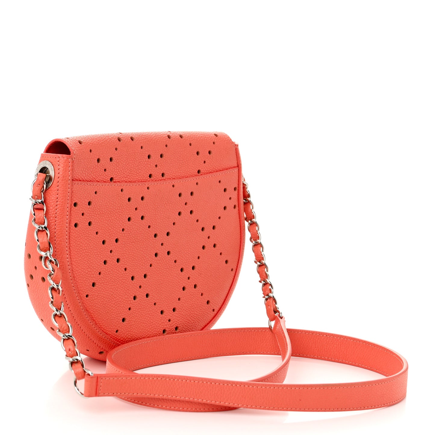 Caviar Perforated Messenger Bag Coral