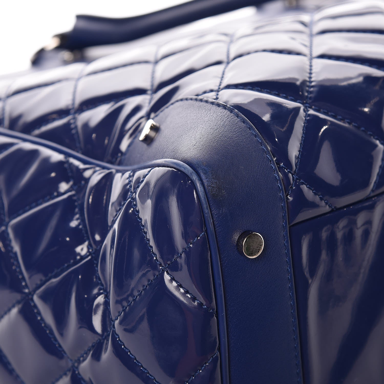 Chanel Vinyl Calfskin Viaggio Travel Bag Blue 14 of 14