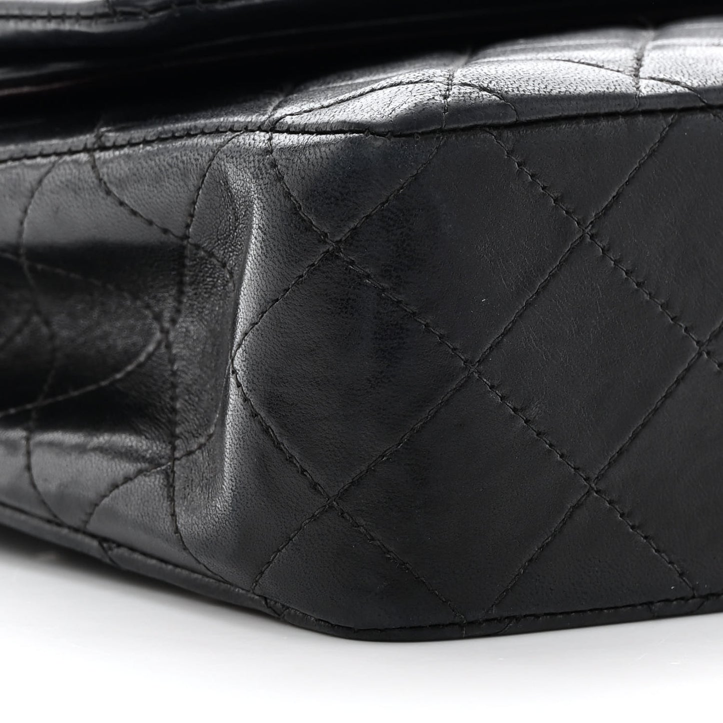 Lambskin Quilted Medium Double Flap Black